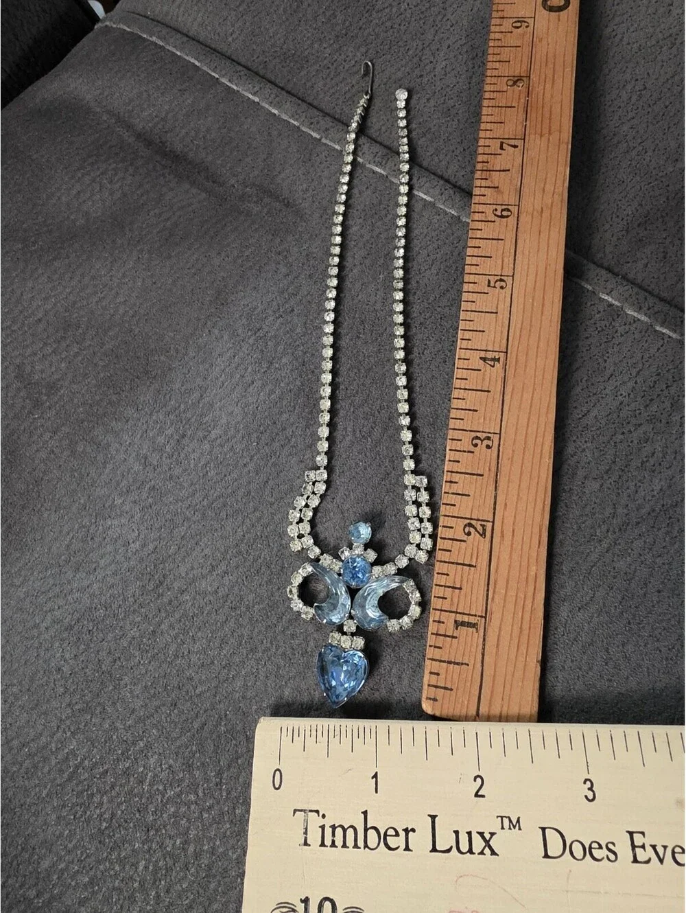 Rare Vintage Silvertone aqua rhinestones, Necklace Butterfly Fairycore